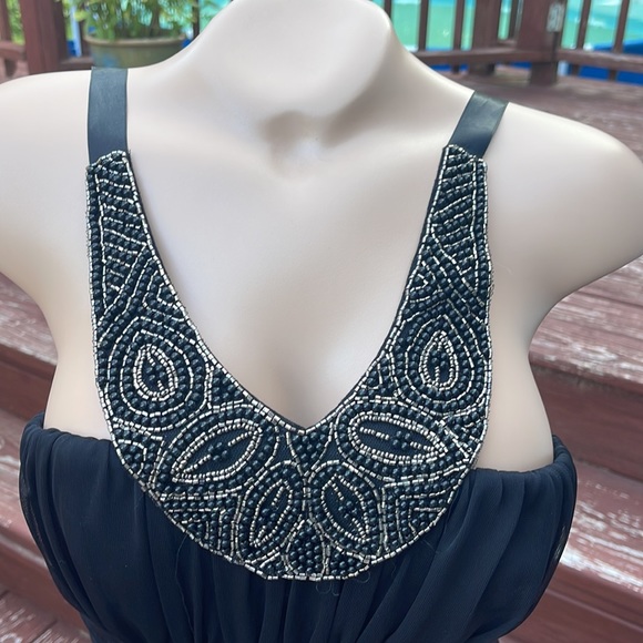 D.B. Studio Size Small Beaded Front Black Dress Flowy Back Zip- Homecoming - Picture 2 of 6